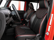 Load image into Gallery viewer, 20132018 Fits JEEP WRANGLER UNLIMITED CUSTOM  SEAT COVERS BLACK &amp; RED Piping