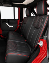 Load image into Gallery viewer, 20132018 Fits JEEP WRANGLER UNLIMITED CUSTOM  SEAT COVERS BLACK &amp; RED Piping
