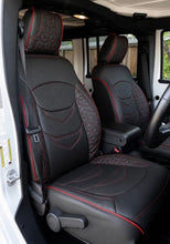 Load image into Gallery viewer, 2016 2017 For JEEP WRANGLER 4DOORS Jk CUSTOM SEAT COVERS Black With red Piping