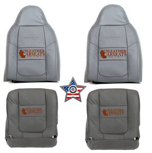 2001 Ford F250 F350 Lariat  Full Front perforated leather Seat Covers GRAY