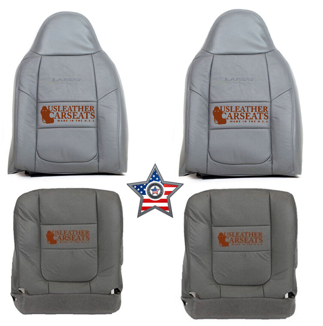 2001 Ford F250 F350 Lariat  Full Front perforated leather Seat Covers GRAY