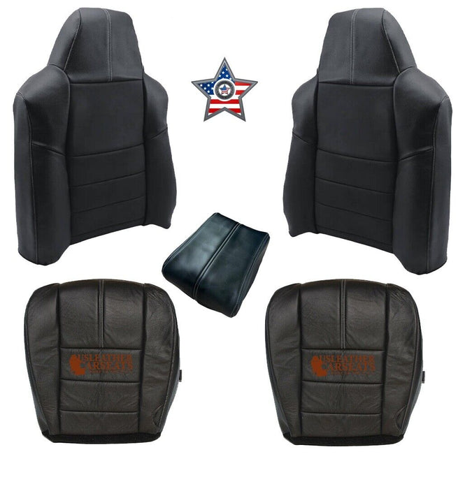 08 2009 2010 Ford F250 F350 Full Front OEM leather Replacement Seat Cover BLACK
