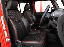 Load image into Gallery viewer, 20132018 Fits JEEP WRANGLER UNLIMITED CUSTOM  SEAT COVERS BLACK &amp; RED Piping