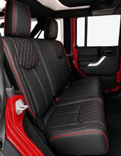 Load image into Gallery viewer, 20132018 Fits JEEP WRANGLER UNLIMITED CUSTOM  SEAT COVERS BLACK &amp; RED Piping