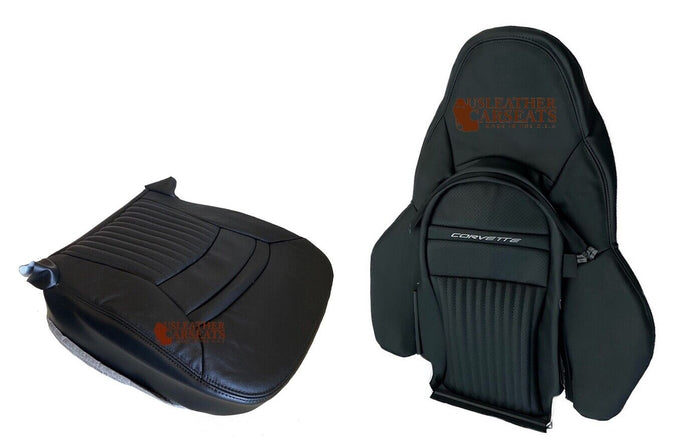 99-2002 Chevy Corvette SPORT DRIVER Full Front Perforated Leather Seat Cover Blk