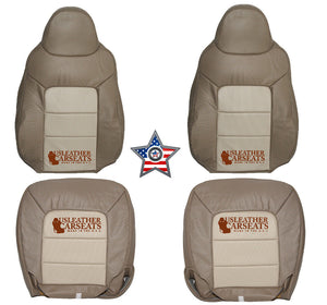 2005 Ford Expedition Driver & Passenger Complete Leather Seat Covers 2 Tone Tan