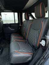 Load image into Gallery viewer, 2014-2017 Fits JEEP WRANGLER JK CUSTOM LEATHER SEAT COVERS BLACK&amp; Orange Diamond