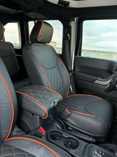 Load image into Gallery viewer, 2014-2017 Fits JEEP WRANGLER JK CUSTOM LEATHER SEAT COVERS BLACK&amp; Orange Diamond