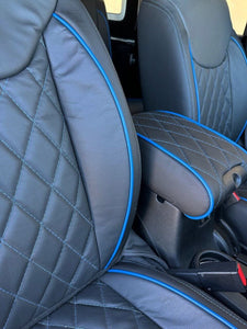 2013-2018 Fits JEEP WRANGLER JK CUSTOM LEATHER SEAT COVERS BLACK & Blue DIAMOND