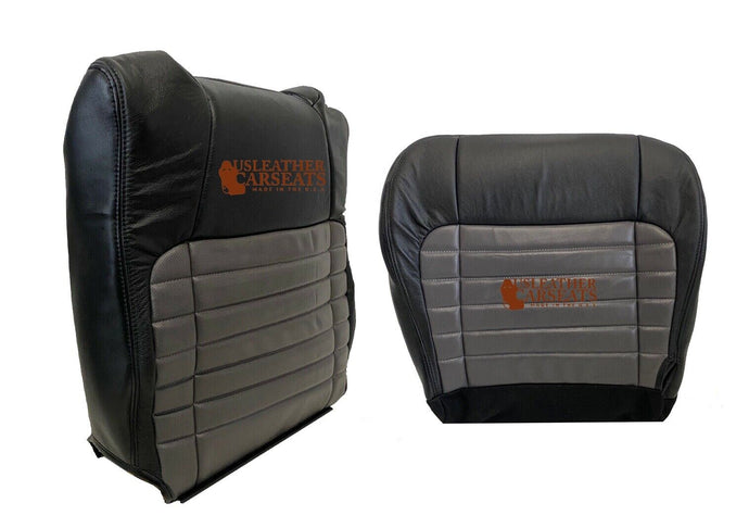 2003 Harley Davidson Driver Full Front perf Leather Seat Cover 2 Tone Black/Gray