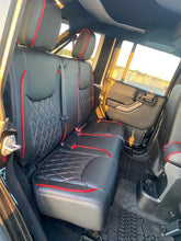 Load image into Gallery viewer, Black Leather Seat Covers Full Set FOR 13-18 Fits Jeep Wrangler JK 4 Door Red Stitch