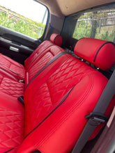 Load image into Gallery viewer, Chevy Silverado LT CREW CAB CUSTOM LEATHER SEAT COVERS RED with black stitching