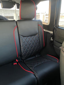 Black Leather Seat Covers Full Set FOR 13-18 Fits Jeep Wrangler JK 4 Door Red Stitch