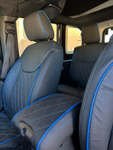 Load image into Gallery viewer, 2016-2017 Fits JEEP WRANGLER JK CUSTOM LEATHER SEAT COVERS BLACK &amp; Blue DIAMOND