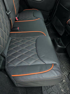 2014-2017 Fits JEEP WRANGLER JK CUSTOM LEATHER SEAT COVERS BLACK& Orange Diamond