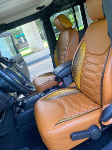 Custom Seat Covers For 2003-06 Jeep Wrangler TJ Sahara – Black/Yellow Faux Leather