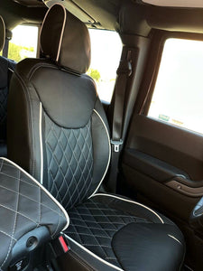 2013-2014 Fits JEEP WRANGLER JK CUSTOM LEATHER SEAT COVERS BLACK & white DIAMOND