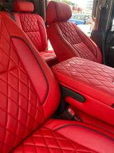 Load image into Gallery viewer, Chevy Silverado LT CREW CAB CUSTOM LEATHER SEAT COVERS RED with black stitching