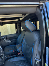 Load image into Gallery viewer, 2016-2017 Fits JEEP WRANGLER JK CUSTOM LEATHER SEAT COVERS BLACK &amp; Blue DIAMOND