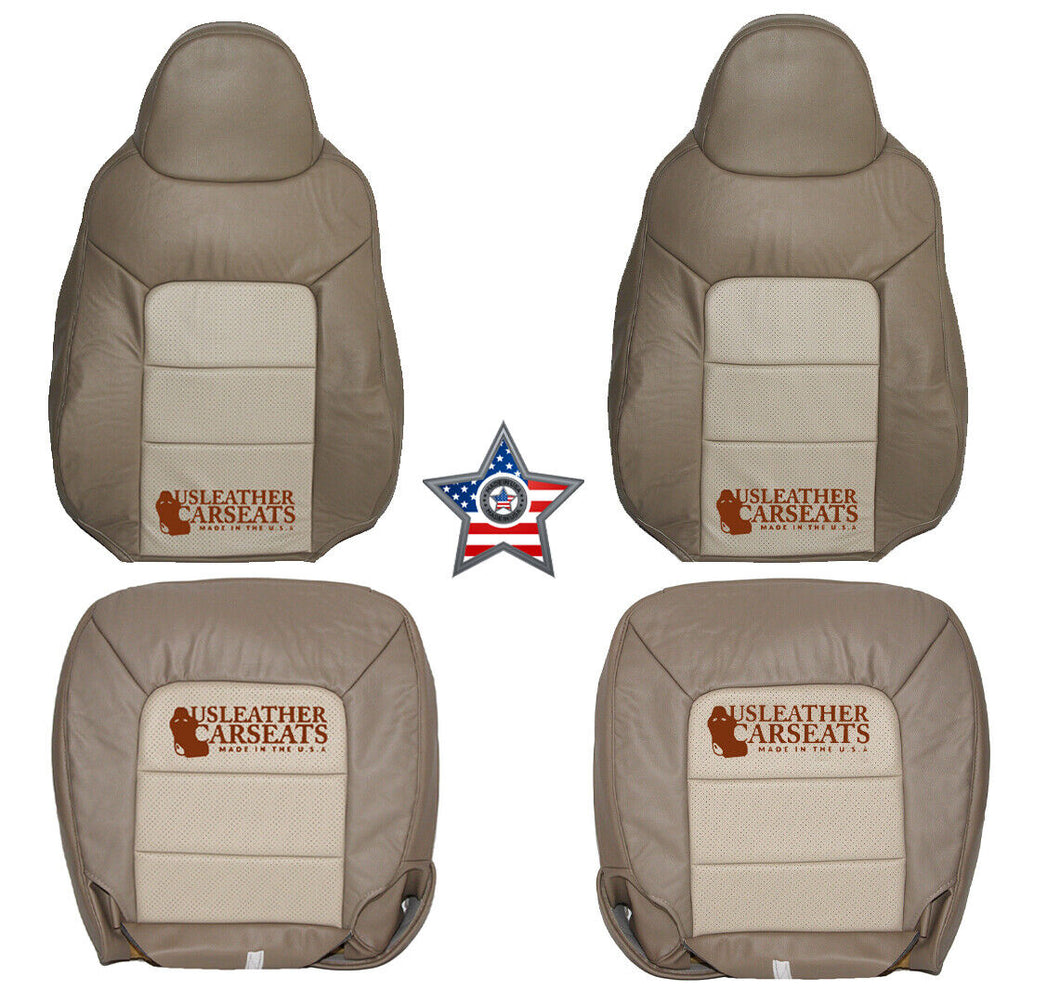 2006 Ford Expedition Driver & Passenger Complete Leather Seat Covers 2 Tone Tan