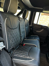 Load image into Gallery viewer, 2013-2014 Fits JEEP WRANGLER JK CUSTOM LEATHER SEAT COVERS BLACK &amp; white DIAMOND