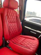 Load image into Gallery viewer, Chevy Silverado LT CREW CAB CUSTOM LEATHER SEAT COVERS RED with black stitching