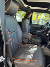 Load image into Gallery viewer, 2014-2017 Fits JEEP WRANGLER JK CUSTOM LEATHER SEAT COVERS BLACK&amp; Orange Diamond