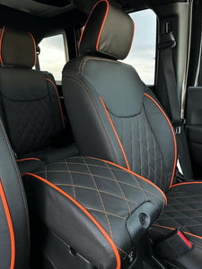2014-2017 Fits JEEP WRANGLER JK CUSTOM LEATHER SEAT COVERS BLACK& Orange Diamond