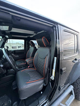 Load image into Gallery viewer, 2014-2017 Fits JEEP WRANGLER JK CUSTOM LEATHER SEAT COVERS BLACK&amp; Orange Diamond