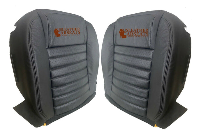 2005-2009 Ford Mustang DRIVER & PASSENGER Bottom Perf Leather Seat Cover BLACK