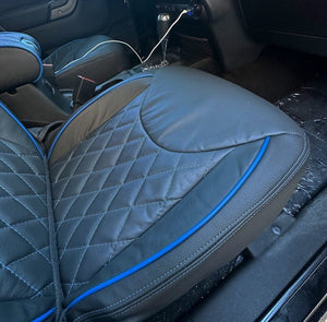 2016-2017 Fits JEEP WRANGLER JK CUSTOM LEATHER SEAT COVERS BLACK & Blue DIAMOND