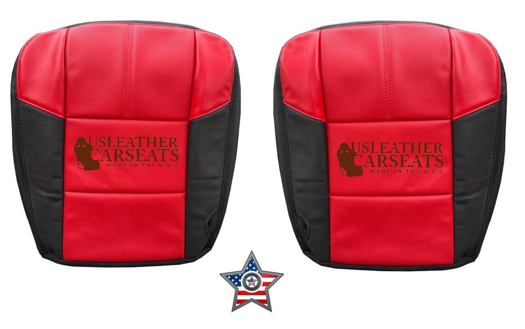 2007 Ford F350 Lariat Outlaw Left & Right Bottom Leather Seat Cover Black & Red