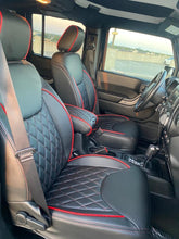 Load image into Gallery viewer, Black Leather Seat Covers Full Set FOR 13-18 Fits Jeep Wrangler JK 4 Door Red Stitch