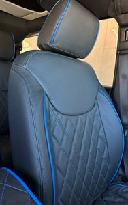 2013-2018 Fits JEEP WRANGLER JK CUSTOM LEATHER SEAT COVERS BLACK & Blue DIAMOND