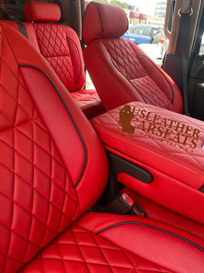 Chevy Silverado LT CREW CAB CUSTOM LEATHER SEAT COVERS RED with black stitching