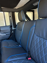 Load image into Gallery viewer, 2016-2017 Fits JEEP WRANGLER JK CUSTOM LEATHER SEAT COVERS BLACK &amp; Blue DIAMOND