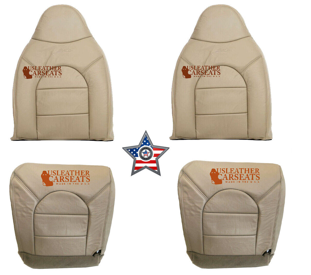 For 2000 Ford F250 F350 Lariat Super Duty Full front Leather Seat Covers In Tan