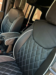 2013-2014 Fits JEEP WRANGLER JK CUSTOM LEATHER SEAT COVERS BLACK & white DIAMOND