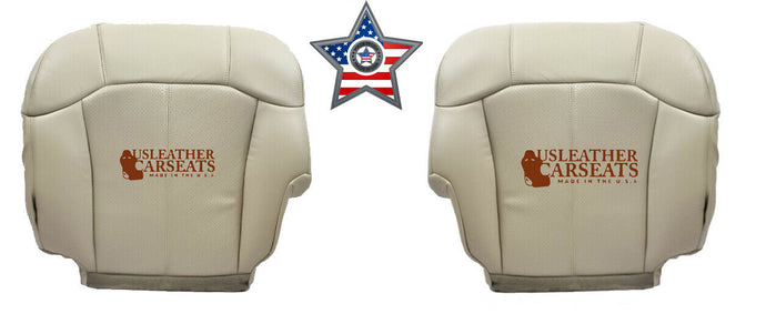 2002 Cadillac Escalade Driver & Passenger Bottom Perf Leather Seat Covers Shale