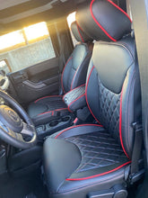 Load image into Gallery viewer, Black Leather Seat Covers Full Set FOR 13-18 Fits Jeep Wrangler JK 4 Door Red Stitch