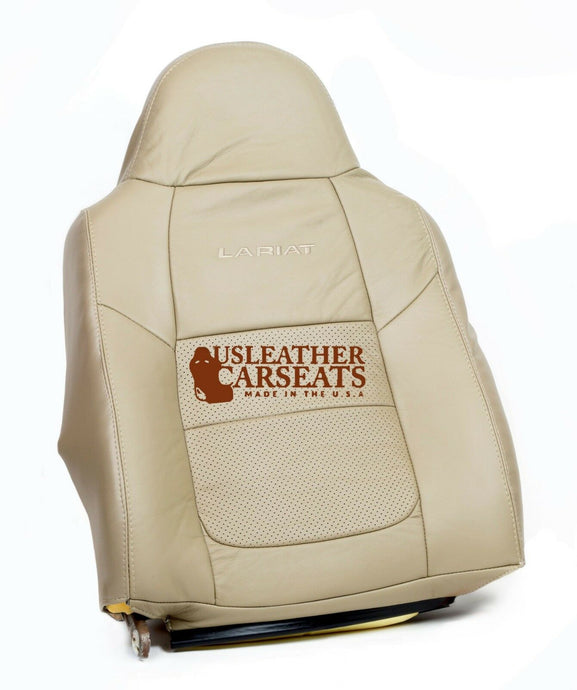 2001 Ford F250 F350 Lariat Driver Lean Back Perforated Leather Seat Cover Tan