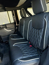 Load image into Gallery viewer, 2013-2014 Fits JEEP WRANGLER JK CUSTOM LEATHER SEAT COVERS BLACK &amp; white DIAMOND