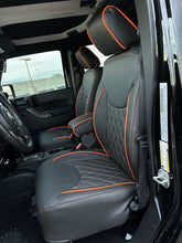 Load image into Gallery viewer, 2014-2017 Fits JEEP WRANGLER JK CUSTOM LEATHER SEAT COVERS BLACK&amp; Orange Diamond