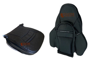 98-2003 Chevy Corvette SPORT DRIVER Full Front Perforated Leather Seat Cover Blk
