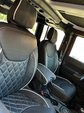 Load image into Gallery viewer, 2013-2014 Fits JEEP WRANGLER JK CUSTOM LEATHER SEAT COVERS BLACK &amp; white DIAMOND