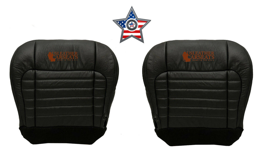 2001 Ford F150 Harley Davidson Driver & Passenger Bottom Leather Seat Covers Blk