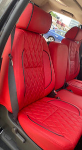 Chevy Silverado LT CREW CAB CUSTOM LEATHER SEAT COVERS RED with black stitching