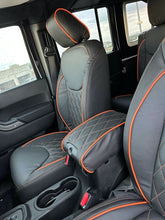 Load image into Gallery viewer, 2014-2017 Fits JEEP WRANGLER JK CUSTOM LEATHER SEAT COVERS BLACK&amp; Orange Diamond