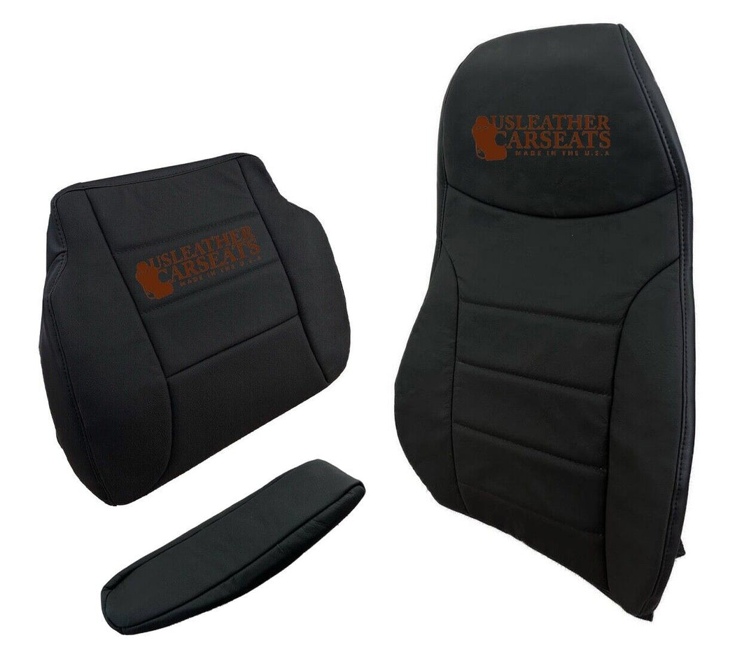 2010-2014 Peterbilt 389 , semi truck Driver Full Front leather seat cover Black