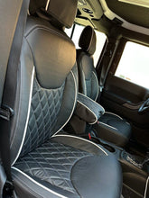 Load image into Gallery viewer, 2013-2014 Fits JEEP WRANGLER JK CUSTOM LEATHER SEAT COVERS BLACK &amp; white DIAMOND